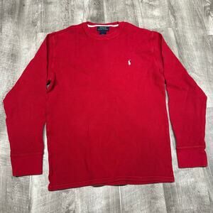 Polo Ralph Lauren Waffle Knit Long Sleeve Shirt Men’s L Red Thermal
